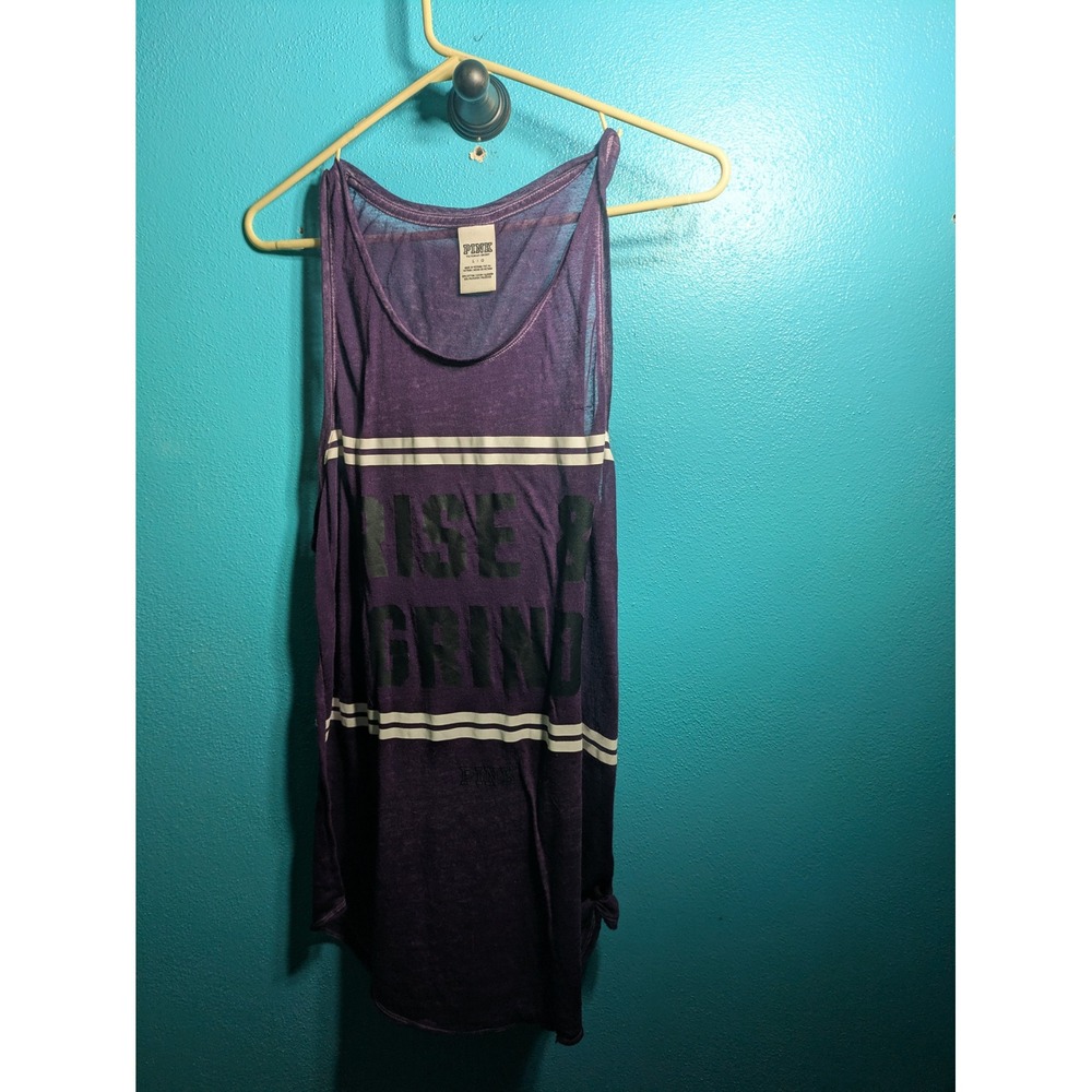 Victoria's Secret PINK Rise & Grind Purple Burnout Graphic Tank Top Large